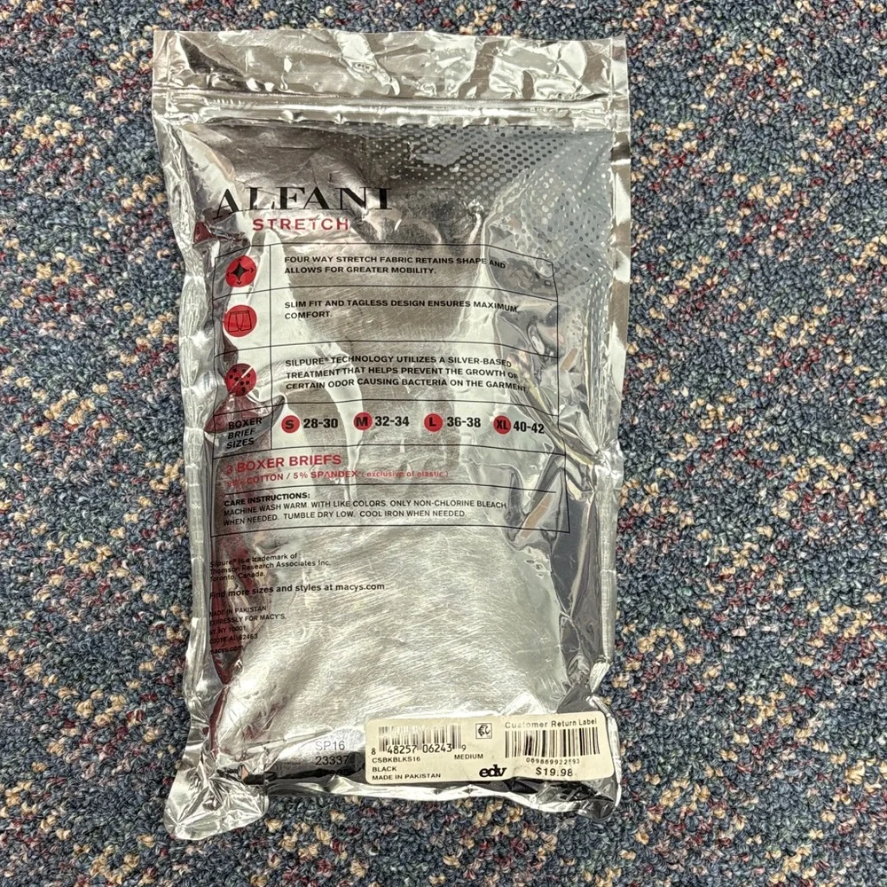 New Alfani Stretch Black Boxer Briefs 3-Pack - Picture 2 of 4